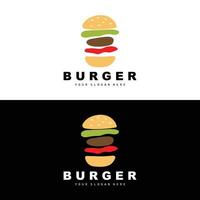 Burger Logo, Fast Food Design, Bread And Vegetables Vector, Fast Food Restaurant Brand Icon Illustration vector