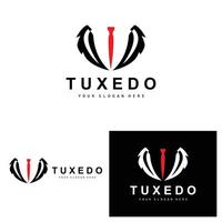 Tuxedo logo, Suit And Tie Vector, Men Suit Dress Tailor Design, Bow Tie Bowtie Icon, Vintage Classic Illustration vector