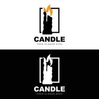 Candle Logo, Elegant Romantic Candle Light Dinner Flame Light Design, Traditional Spa Candle Vector