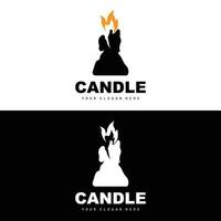 Candle Logo, Elegant Romantic Candle Light Dinner Flame Light Design, Traditional Spa Candle Vector