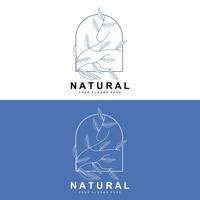 Simple Botanical Leaf and Flower Logo, Vector Natural Line Style, Decoration Design, Banner, Flyer, Wedding Invitation, and Product Branding