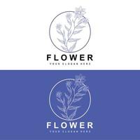 Simple Botanical Leaf and Flower Logo, Vector Natural Line Style, Decoration Design, Banner, Flyer, Wedding Invitation, and Product Branding