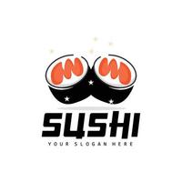 Sushi Logo, Japanese Food Sushi Seafood Vector, Japanese Cuisine Product Brand Design, Template Icon vector