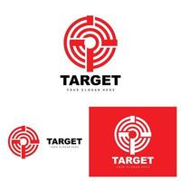 logotipo de destino, diseño de disparo de flecha, vector de icono de objetivo de objetivo de flecha
