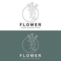 Simple Botanical Leaf and Flower Logo, Vector Natural Line Style, Decoration Design, Banner, Flyer, Wedding Invitation, and Product Branding