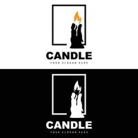 Candle Logo, Elegant Romantic Candle Light Dinner Flame Light Design, Traditional Spa Candle Vector