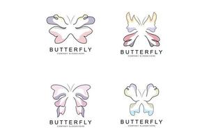 Butterfly Logo Design, Beautiful Flying Animal, Company Brand Icon Illustration, Screen Printing, Salon vector