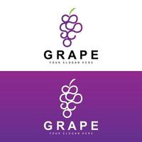 Grape Fruit Logo, Circle Style Fruit Design, Grape Farm Vector, Wine Drink, Nature Icon, Illustration Template vector