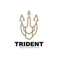 Trident Logo, Vector Magic Spear of Poseidon Neptune, Triton King Design, Template Icon Brand Illustration