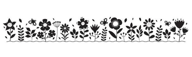 Silhouette Drawing Of Flowers And Plants vector