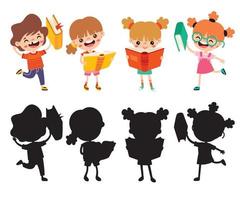 Silhouette Drawing Of Cartoon Kids vector