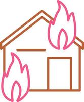 icono de vector de casa que consume fuego único