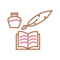 icono de vector de pluma y libro único