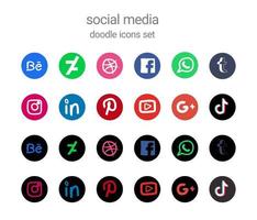 social medios de comunicación garabatear dibujo icono colección conjunto haz diseño vector