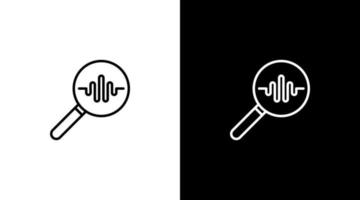 Magnifiying glass searching logo audio sound wave technology outline icon design vector