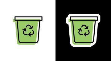 green recycle bin environmental logo  icon sticker vector