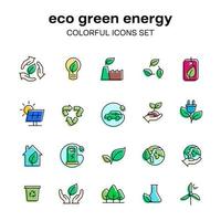 A set of icons for eco green energy outline vector