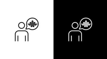 Human voice dialog logo audio sound wave technology outline icon design vector