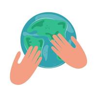 palms hold the planet Earth. Vector illustration