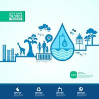 Save water together vector illustration.