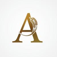 Gold letter with rice for logo design vector