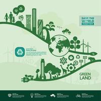 Save the world together green ecology vector illustration.