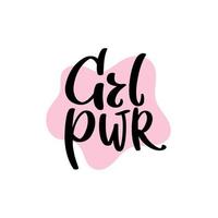 grl pwr inscripción cuales medio niña poder con moderno fluido forma en el antecedentes. grl pwr mano letras. feminista eslogan. diseño para camiseta, tarjetas, social medios de comunicación, carteles vector