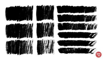 Vector set of hand drawn brush strokes, stains for backdrops. Monochrome design elements set. One color monochrome artistic hand drawn backgrounds.