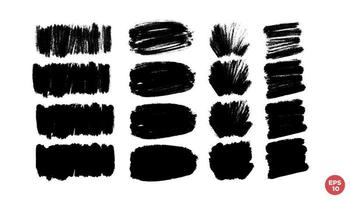 Vector set of hand drawn brush strokes, stains for backdrops. Monochrome design elements set. One color monochrome artistic hand drawn backgrounds.