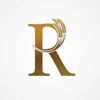 oro letra con arroz para logo diseño vector