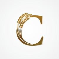 oro letra con arroz para logo diseño vector