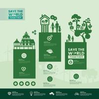 Save the world together green ecology vector illustration.