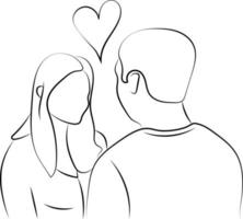 Hand Drawn Line Communication Drawing of a Couple between Man and Woman in Love vector