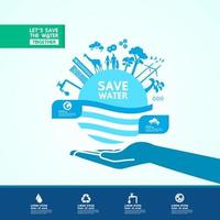 Save water together vector illustration.