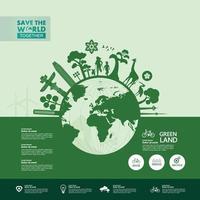 Save the world together green ecology vector illustration.