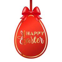 Pascua de Resurrección diseño huevo bandera con cinta y arco. festivo antecedentes. decorativo ilustración para imprimir, web vector