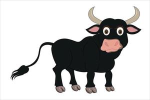 Black bull on white background vector