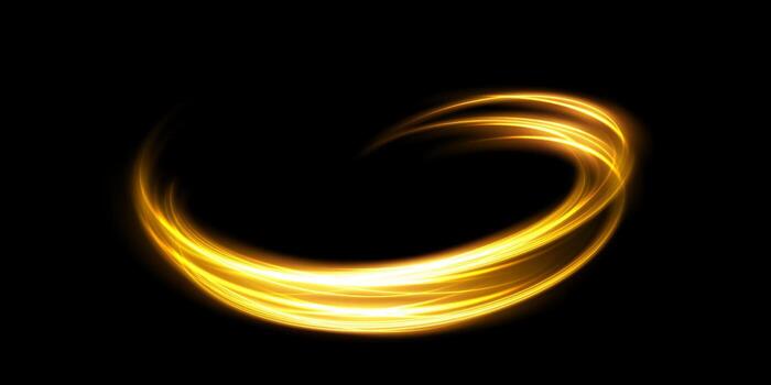 resumen ligero líneas de movimiento y velocidad en dorado color. ligero todos los días brillante efecto. semicircular ola, ligero sendero curva remolino vector