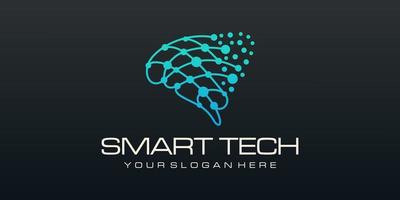 cerebro tecnología logo diseño. artificial inteligencia y tecnología logo vector diseño