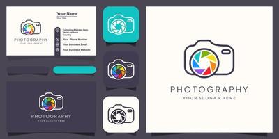 Modern photographer camera logo. Vector illustration.