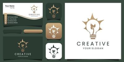Bulb lamp logo combined with leaf icon design vector