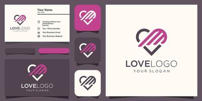 love and wings logo design vector design template icon illustration. logo design and business card