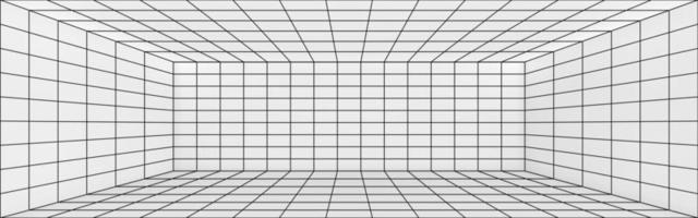 3D perspective of wireframe room background vector