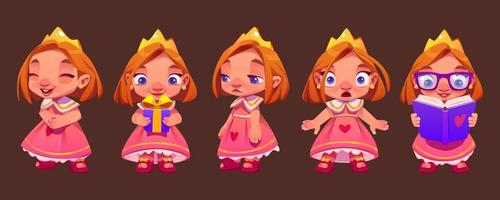 Cute princess character with expression, emotions vector