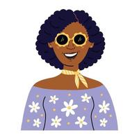 retrato avatar moderno afro mujer con negro pelo vector
