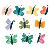 Set Colorful Abstract Butterfly vector