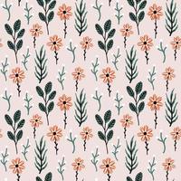 Plant pattern with flowers on a pink background vector