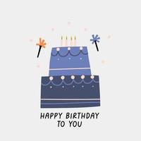 Happy Birthday Illustration cake with confetti vector