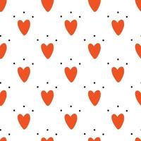 Pattern red heart and black dot vector