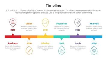 timeline set of point infographic with long rectangle box and small arrow callout concept for slide presentation template banner vector